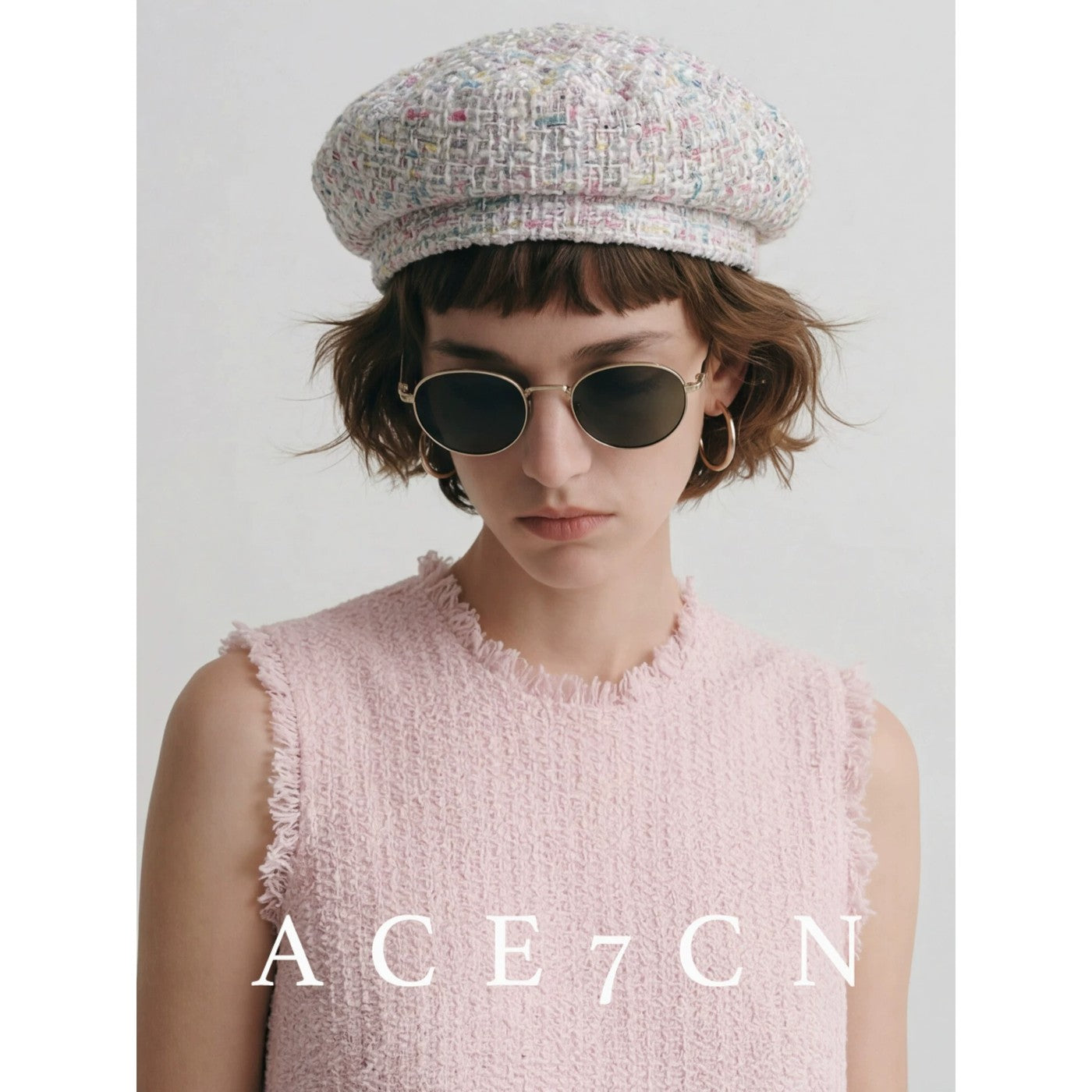 Classic Tweed Relaxed French Elegant Beret Multicolor-Yarn
