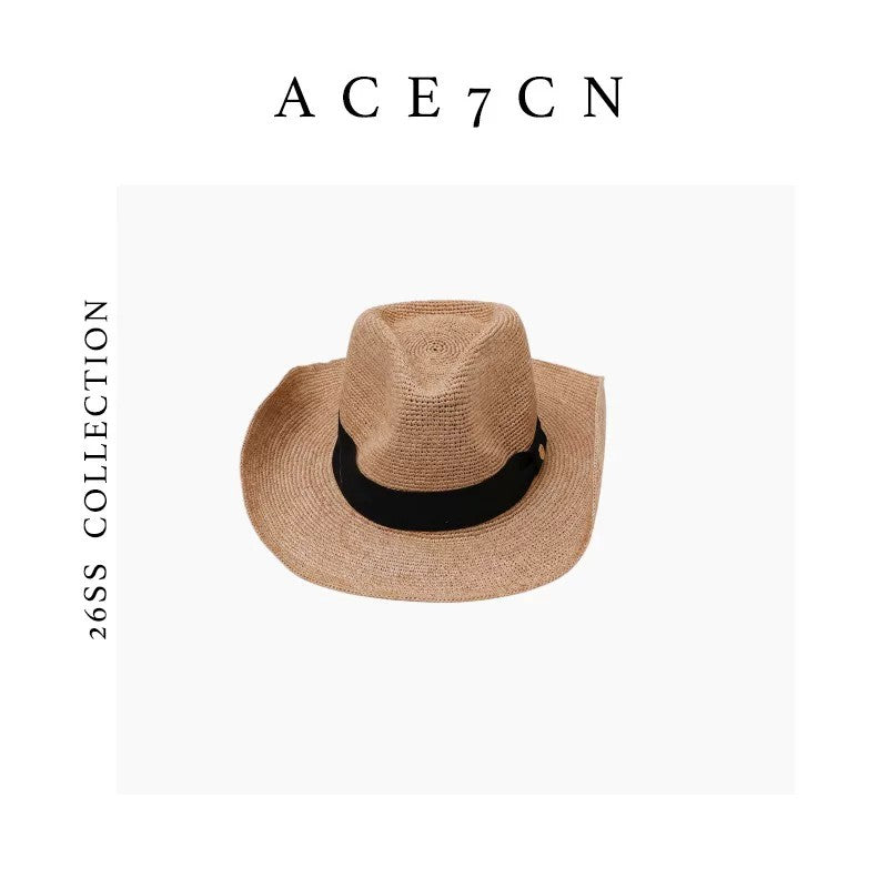 British Classic Premium Raffia Fedora Hand-Woven Western