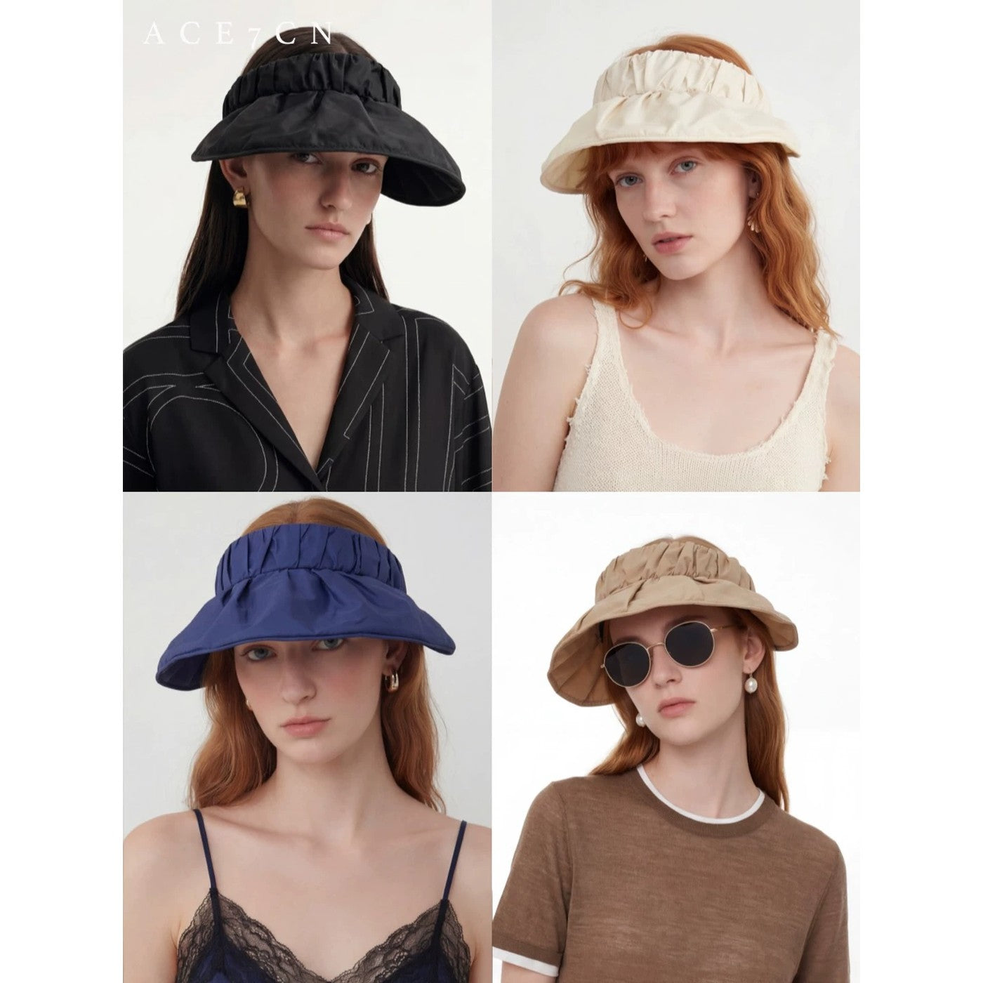Relaxed Everyday Visor Pleated Wide-Brim Sun-Shade Headband
