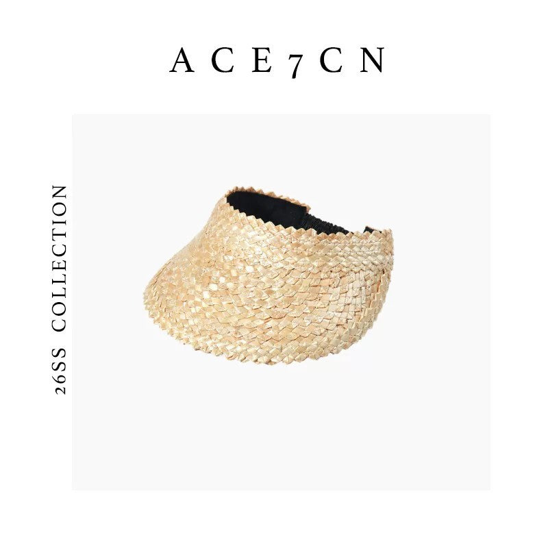 Premium-Texture Wheat-Straw Visor Handmade Sun-Shade Headband Hat