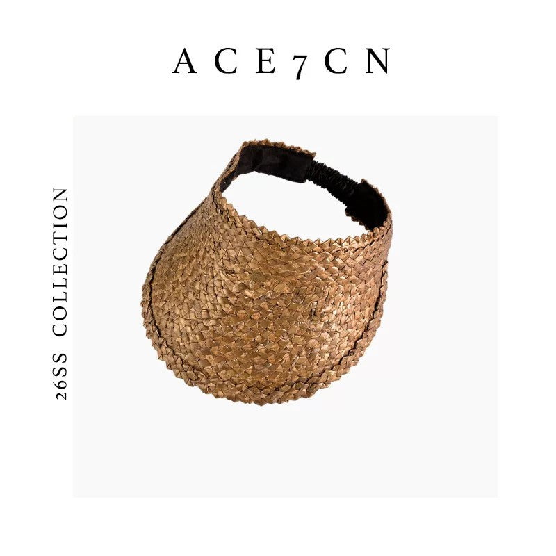 Premium-Texture Wheat-Straw Visor Handmade Sun-Shade Headband Hat