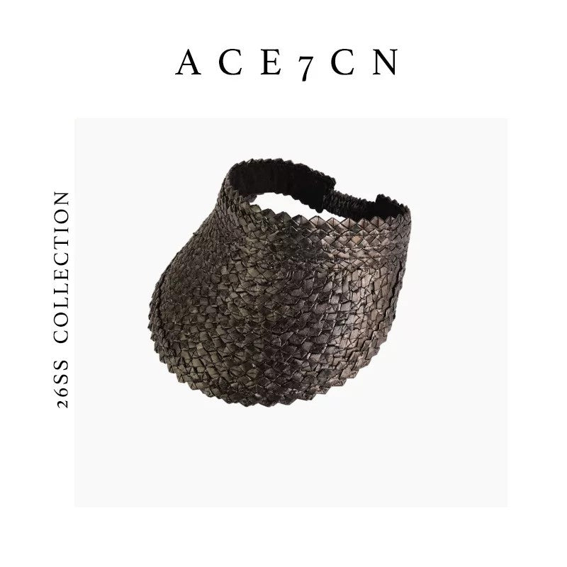 Premium-Texture Wheat-Straw Visor Handmade Sun-Shade Headband Hat