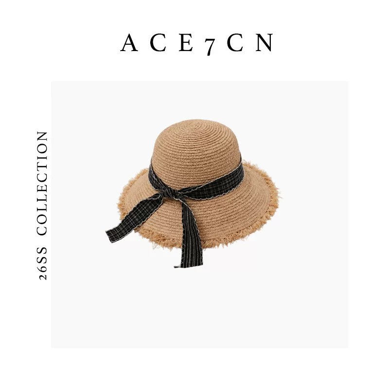 Parisian Raffia Sun Hat Straw-Woven Bow Resort