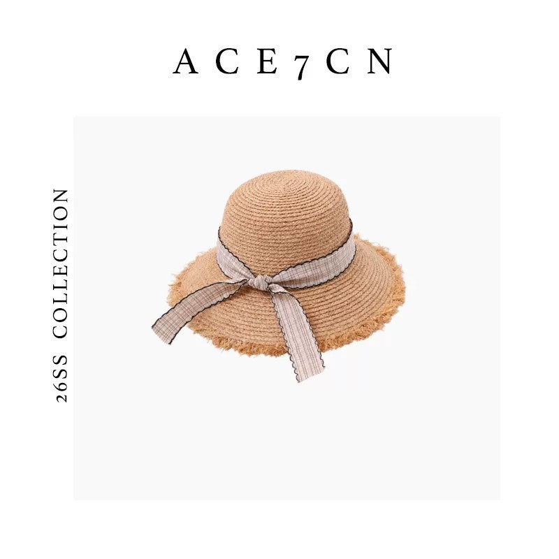 Parisian Raffia Sun Hat Straw-Woven Bow Resort