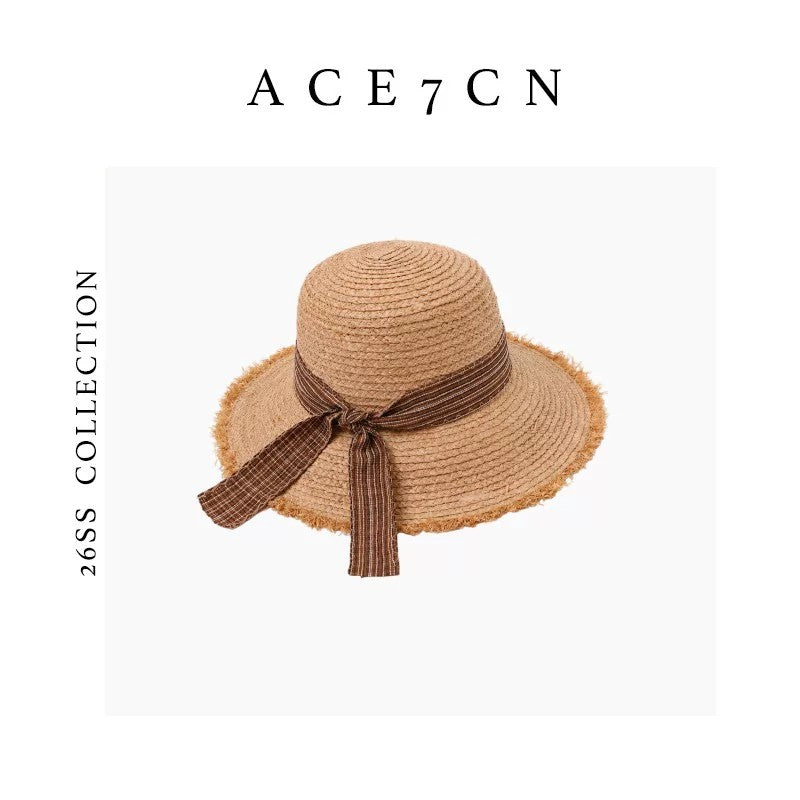 Parisian Raffia Sun Hat Straw-Woven Bow Resort