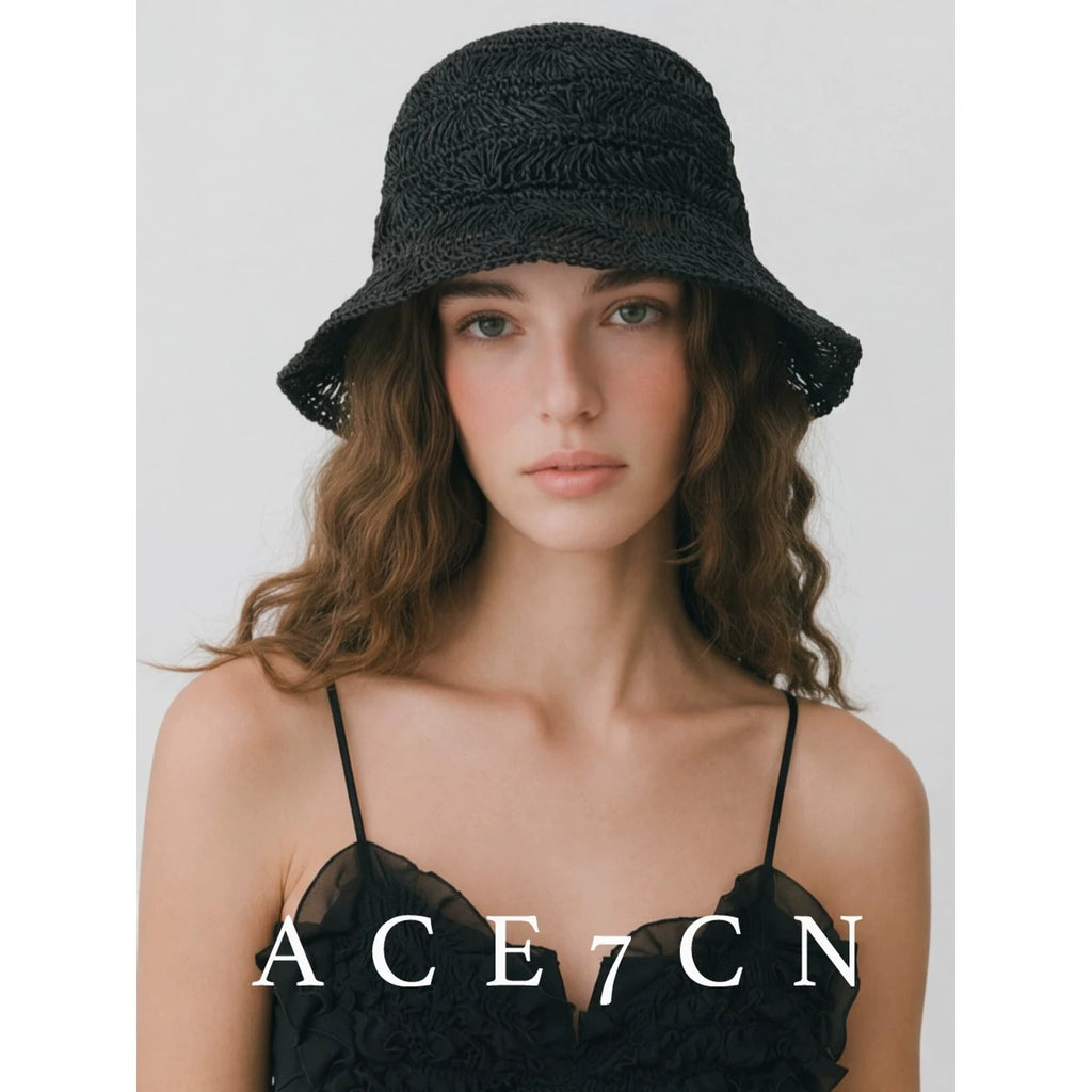Lightweight Openwork Woven Bucket Hat Breathable Soft