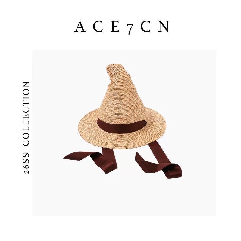 Natural Wheat-Straw Handmade Witch Hat Niche Refined