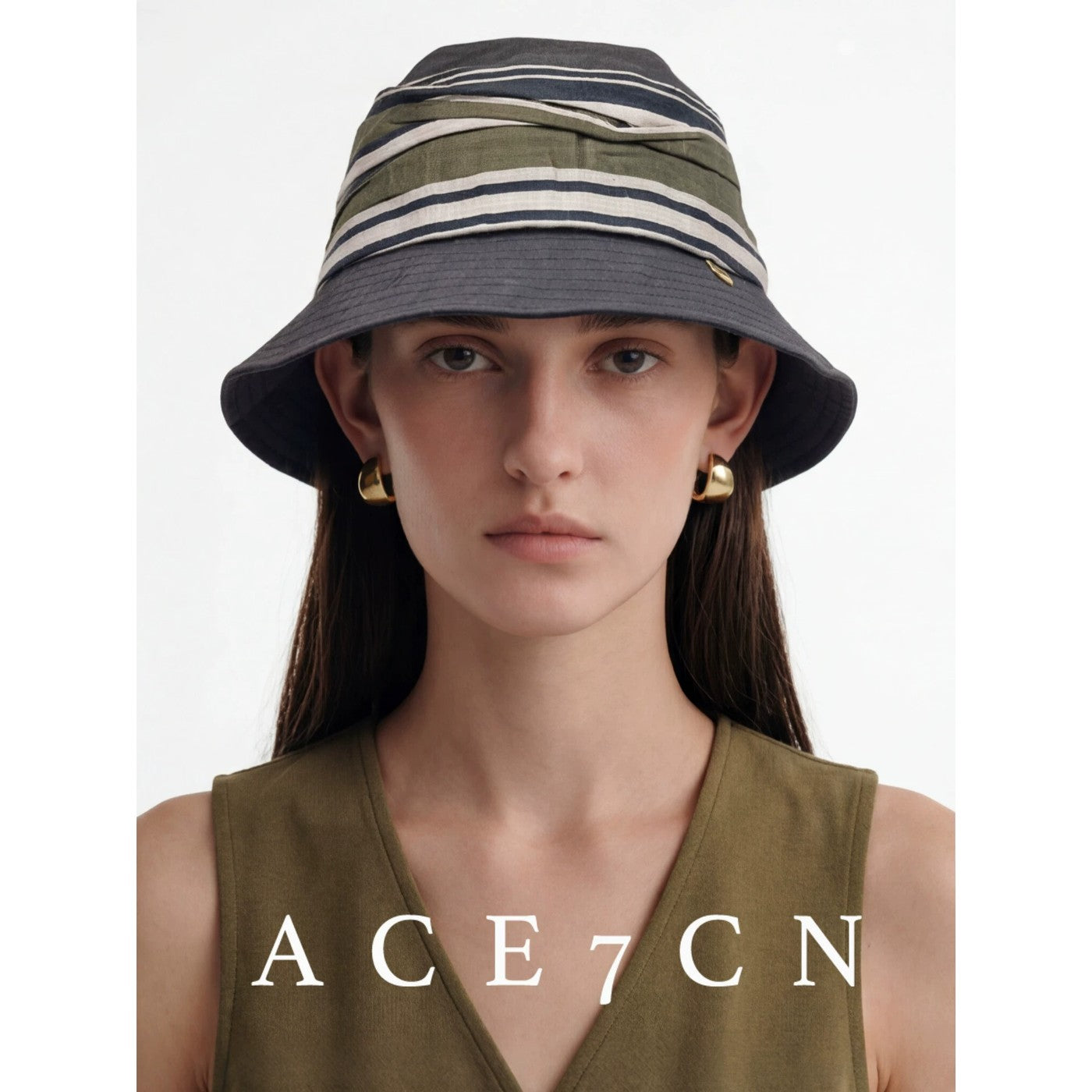 Japanese Niche Multi-Stripe Bucket Hat Striped Bucket