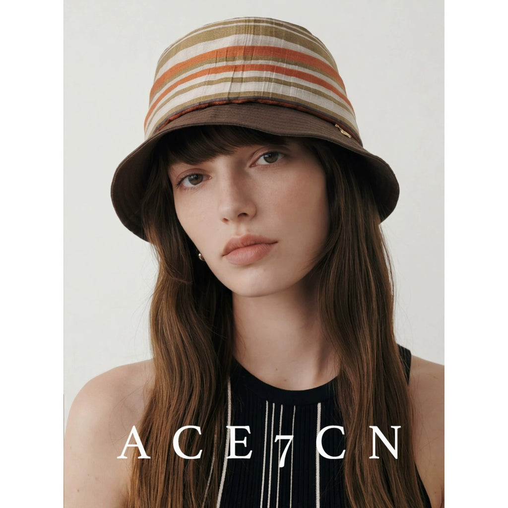 Japanese Niche Multi-Stripe Bucket Hat Striped Bucket