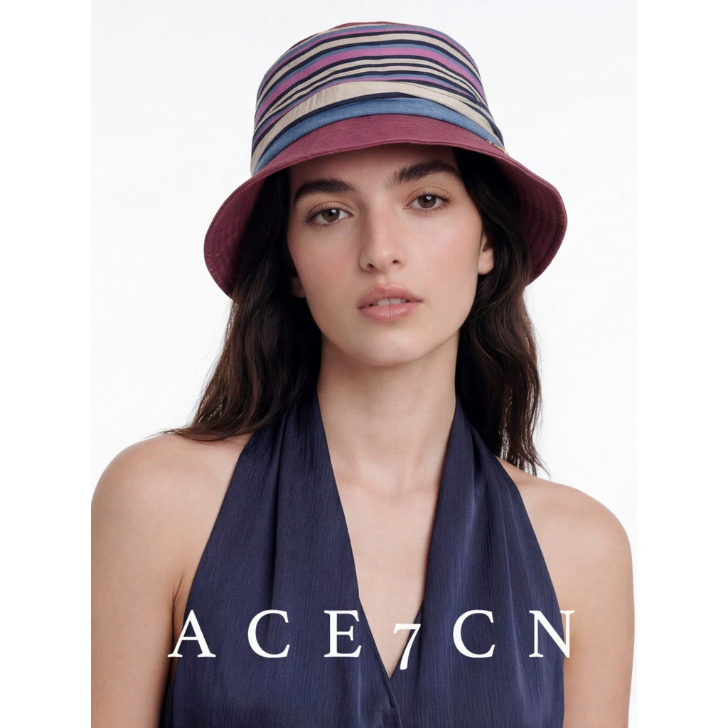 Japanese Niche Multi-Stripe Bucket Hat Striped Bucket