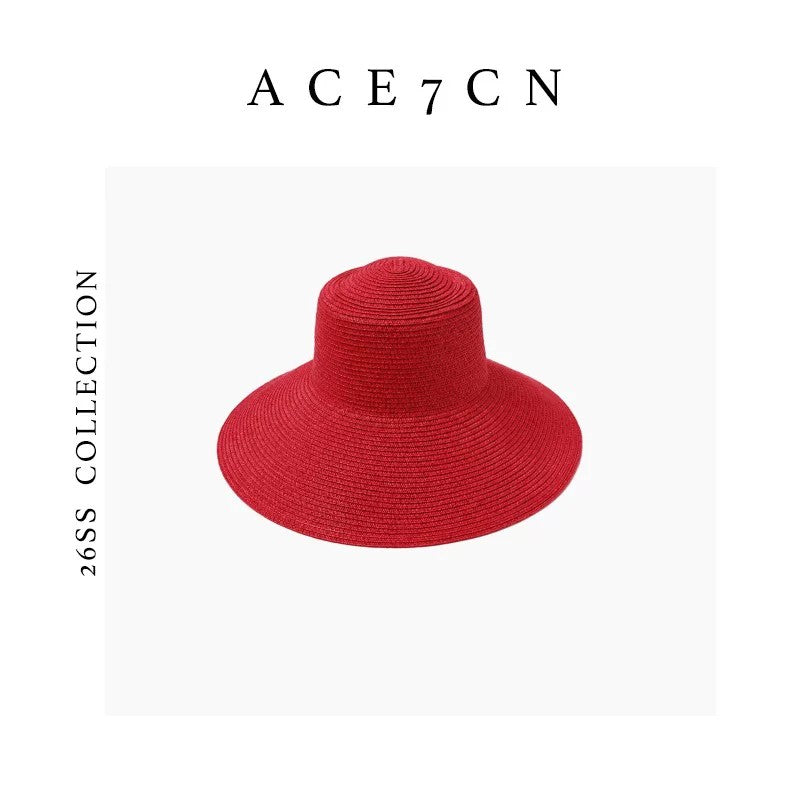 Light-French Straw-Woven Sun Hat Colorful Resort Straw
