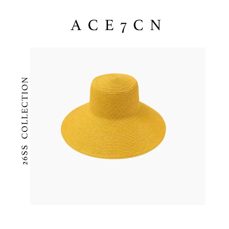 Light-French Straw-Woven Sun Hat Colorful Resort Straw