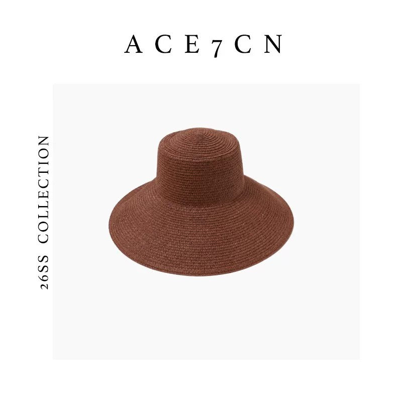 Light-French Straw-Woven Sun Hat Colorful Resort Straw