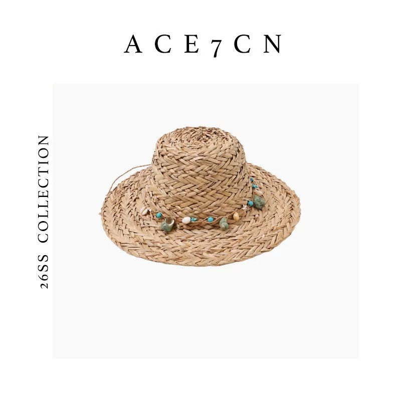 Champs-Élysées Natural-Straw Dress Hat Premium Beaded Woven
