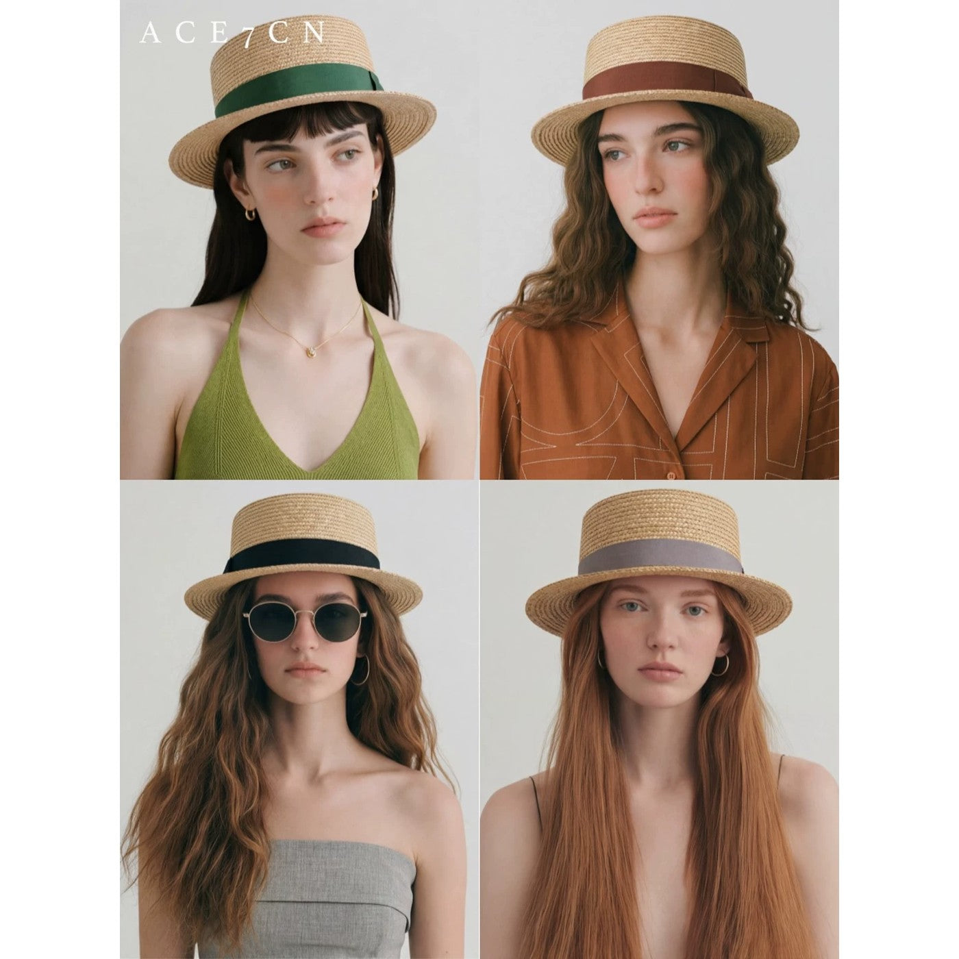 Relaxed French Straw-Woven Dress Hat Short-Brim Straw
