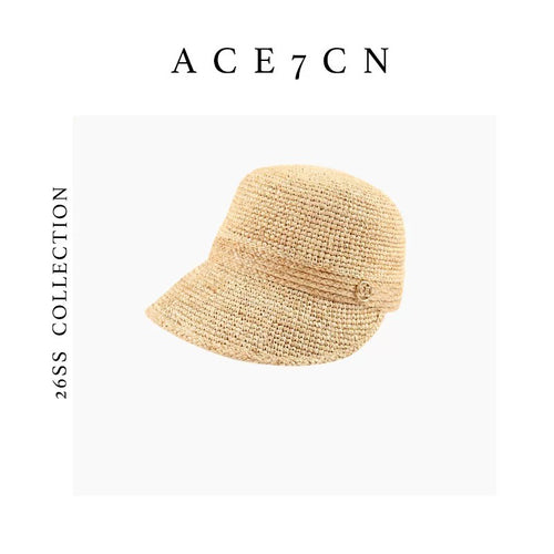 100 Natural Raffia Korean Wide-Brim Riding Hat