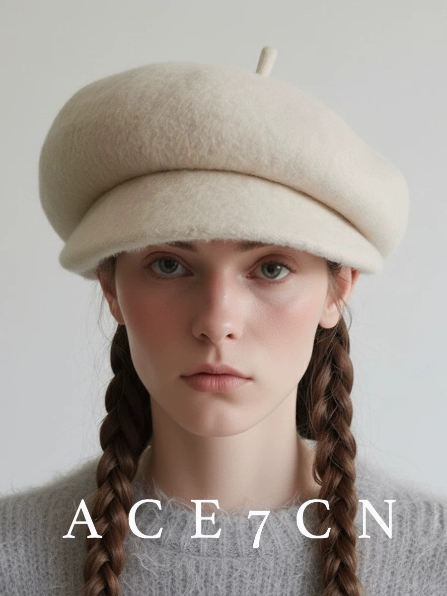 100 Lambswool British Vintage Wool-Felt Newsboy Cap