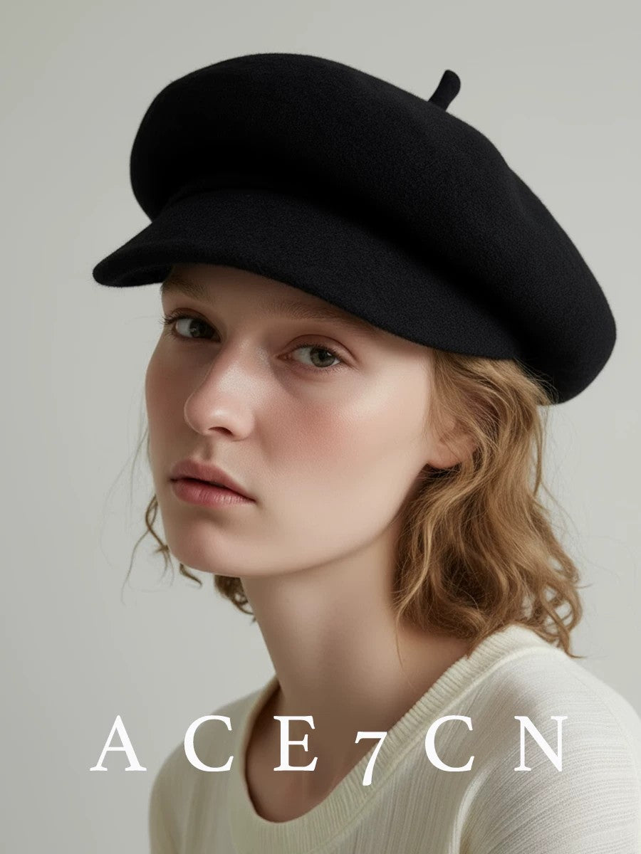 100 Lambswool British Vintage Wool-Felt Newsboy Cap