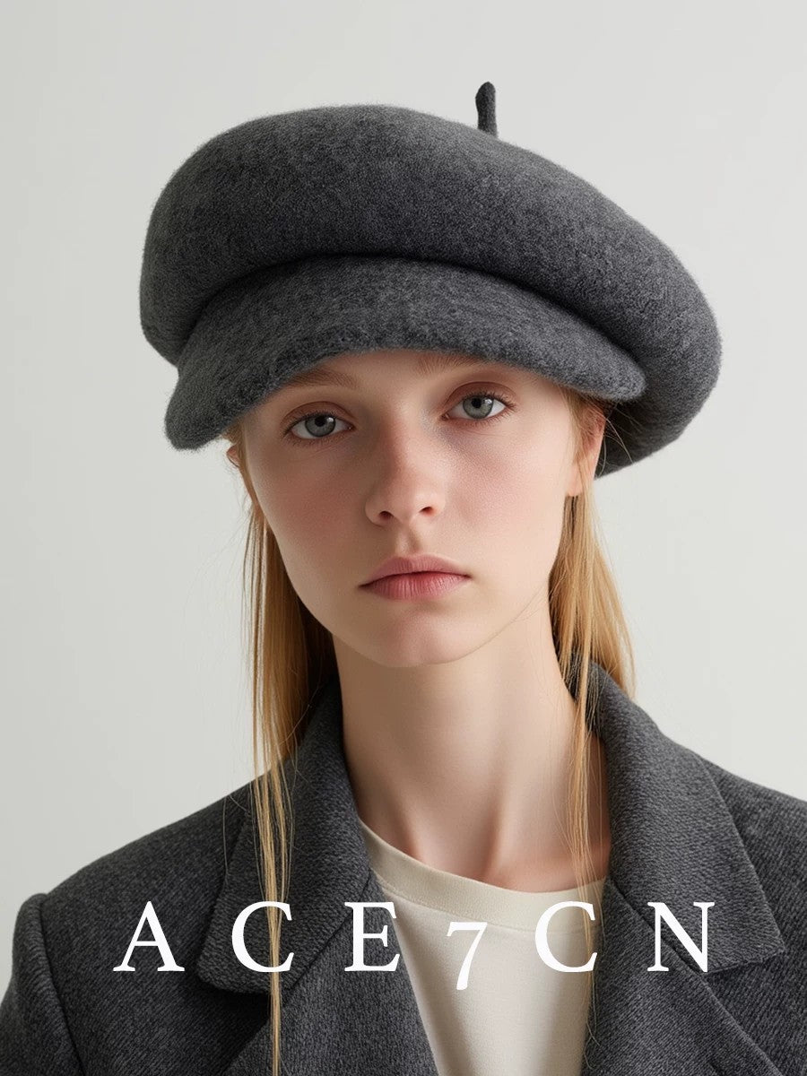 100 Lambswool British Vintage Wool-Felt Newsboy Cap