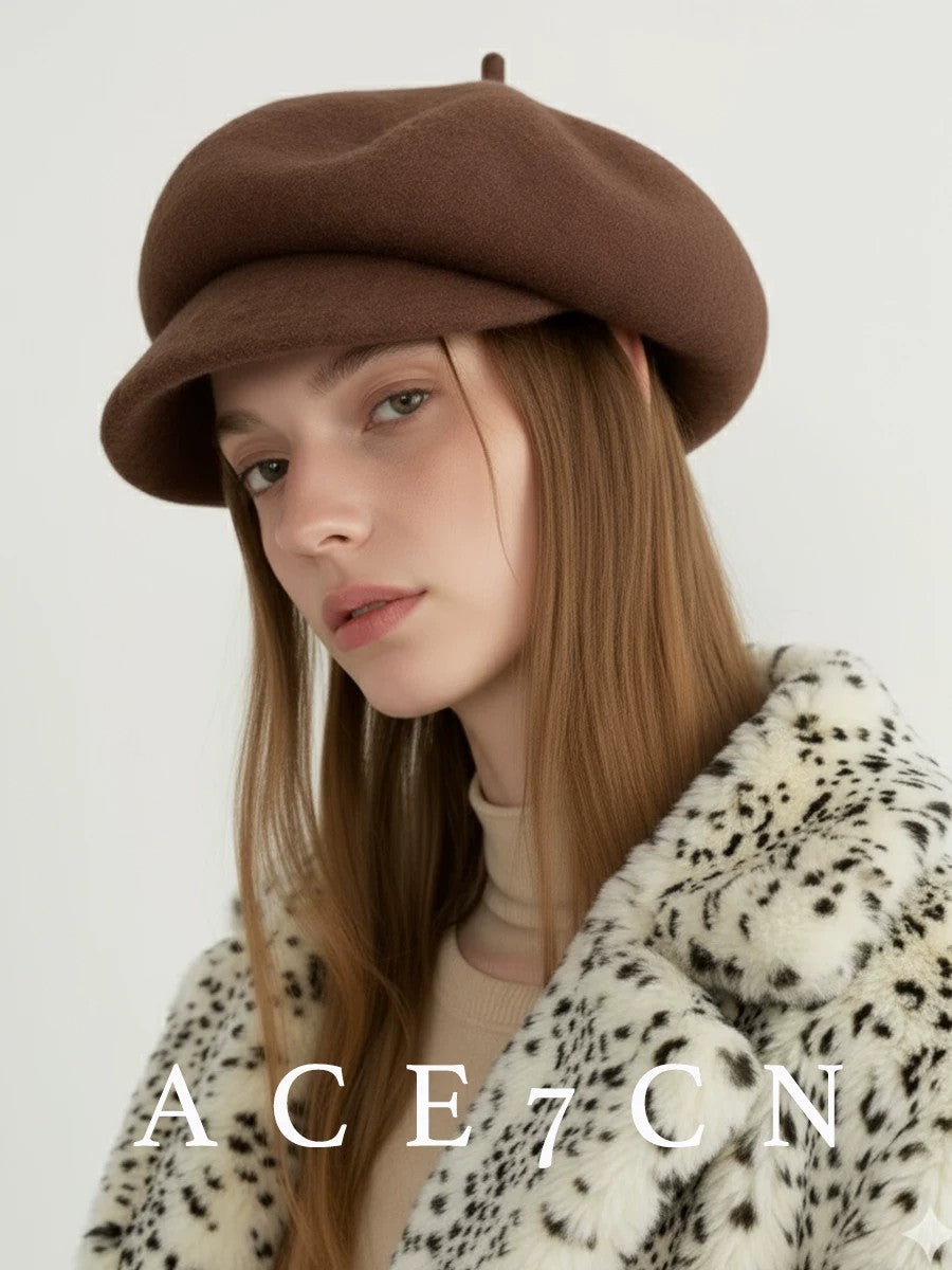100 Lambswool British Vintage Wool-Felt Newsboy Cap