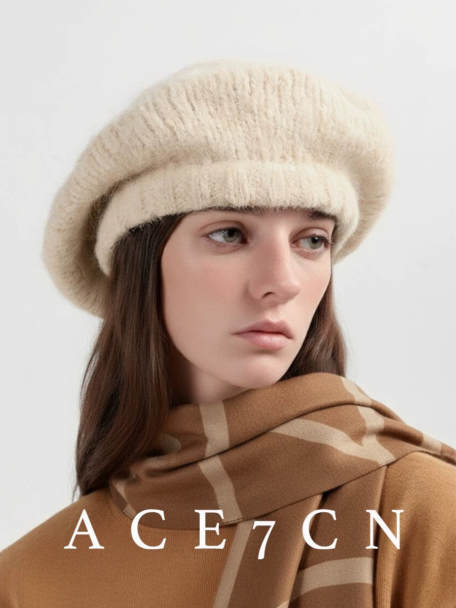 Nordic Relaxed Knit Beret Soft Wool Autumn-Winter