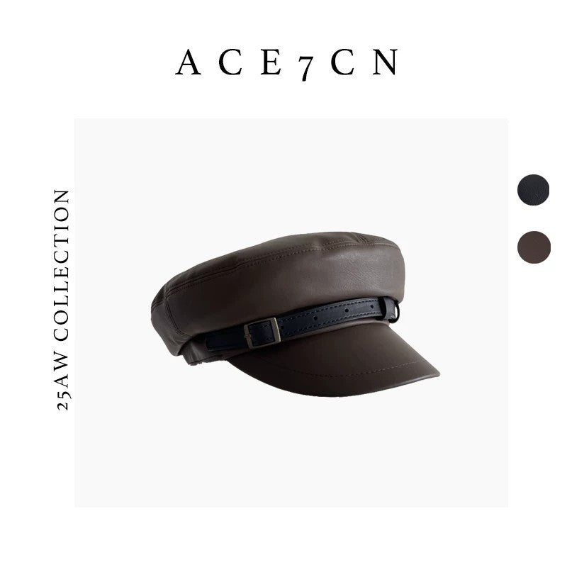 British Chic Vintage Newsboy Cap Metal-Buckle Flat-Top