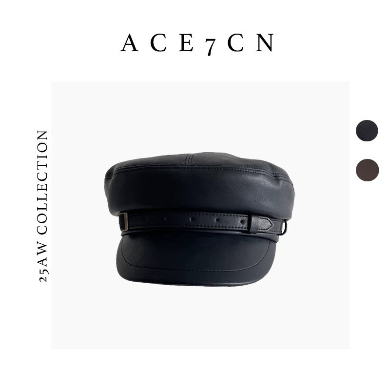 British Chic Vintage Newsboy Cap Metal-Buckle Flat-Top