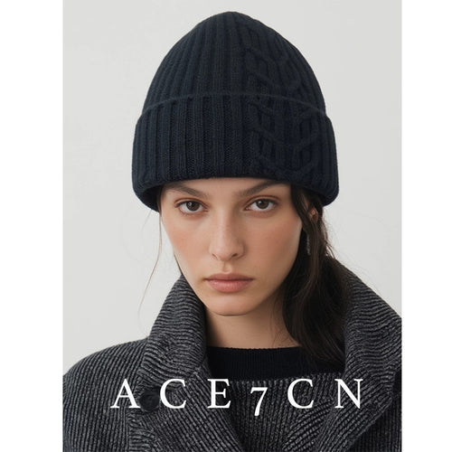 100 Cashmere Beanie Cable-Knit Knit Beanie Women
