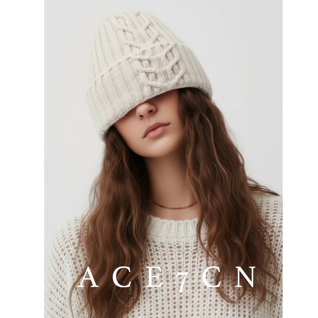 100 Cashmere Beanie Cable-Knit Knit Beanie Women