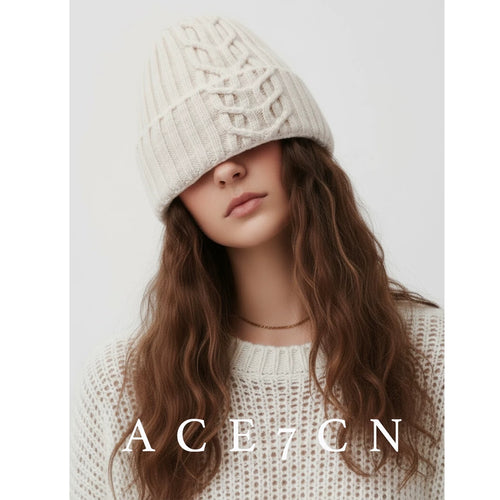 100 Cashmere Beanie Cable-Knit Knit Beanie Women