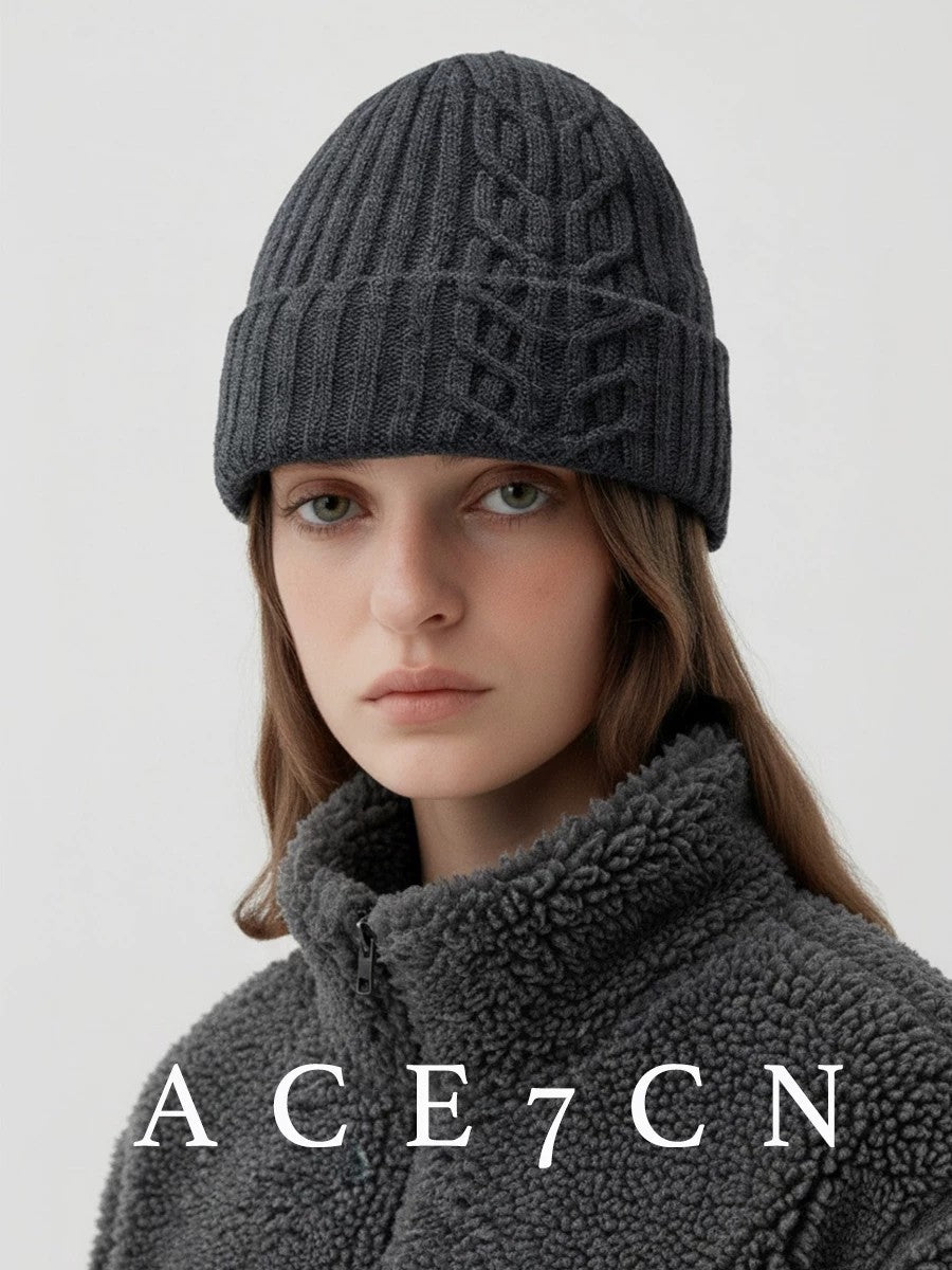 100 Cashmere Beanie Cable-Knit Knit Beanie Women
