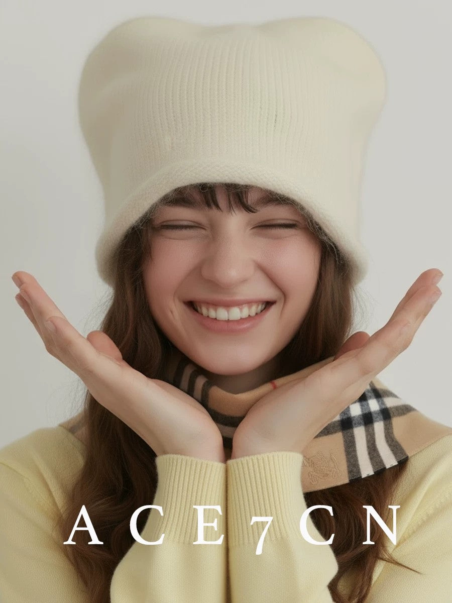 Nordic Cat-Ear Beanie Winter Angora Warm Knit