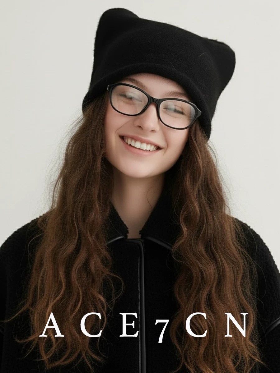 Nordic Snow Cat-Ear Beanie Angora Warm Knit