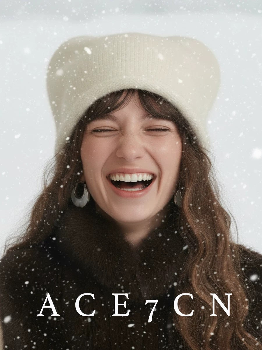 Nordic Snow Cat-Ear Beanie Angora Warm Knit