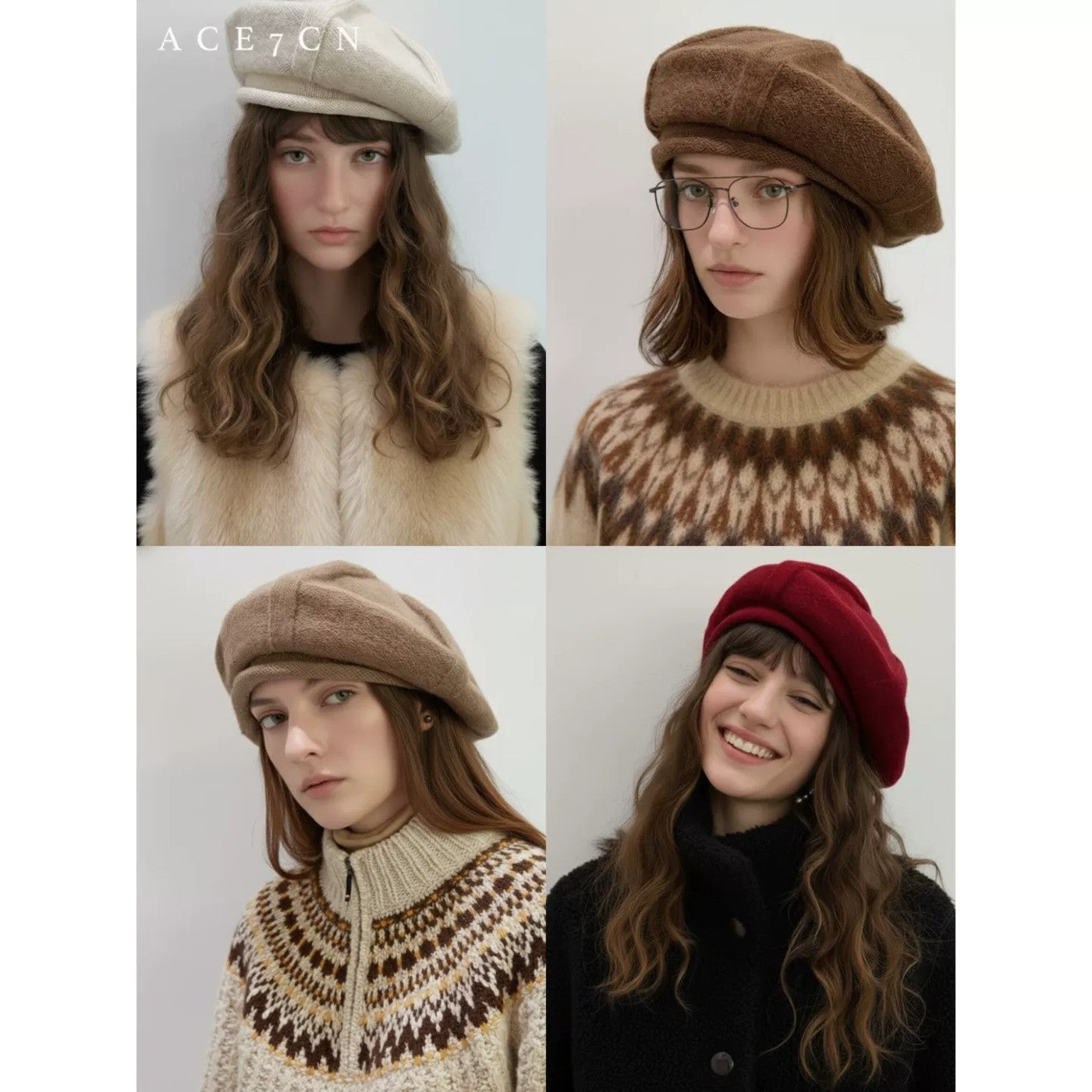 Nordic Relaxed Knit Beret Soft Wool Autumn-Winter