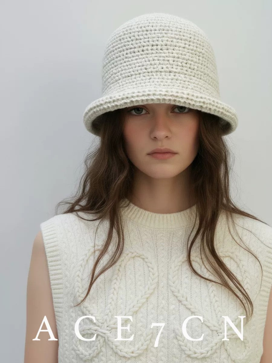 Vintage Japanese Hand-Crochet Dress Hat Nordic Chic