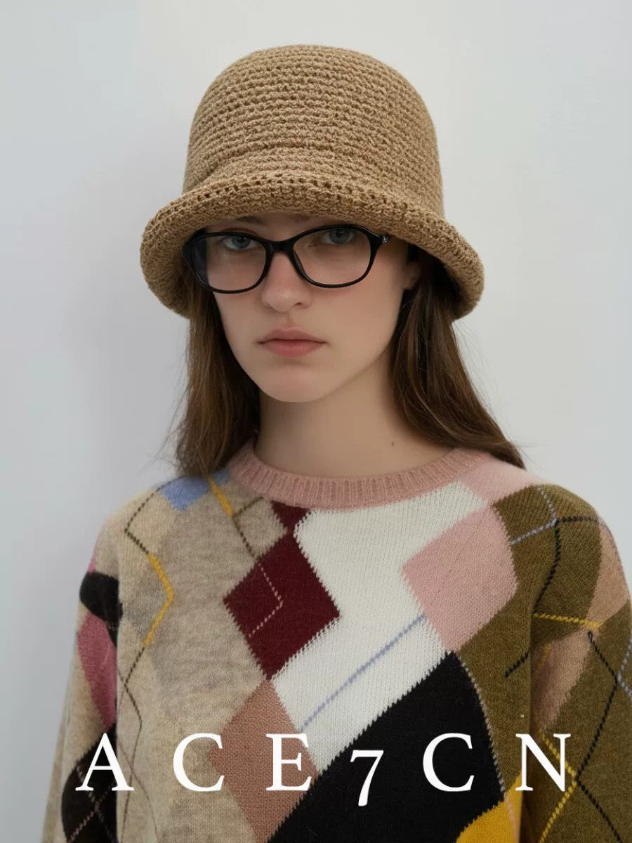 Vintage Japanese Hand-Crochet Dress Hat Nordic Chic