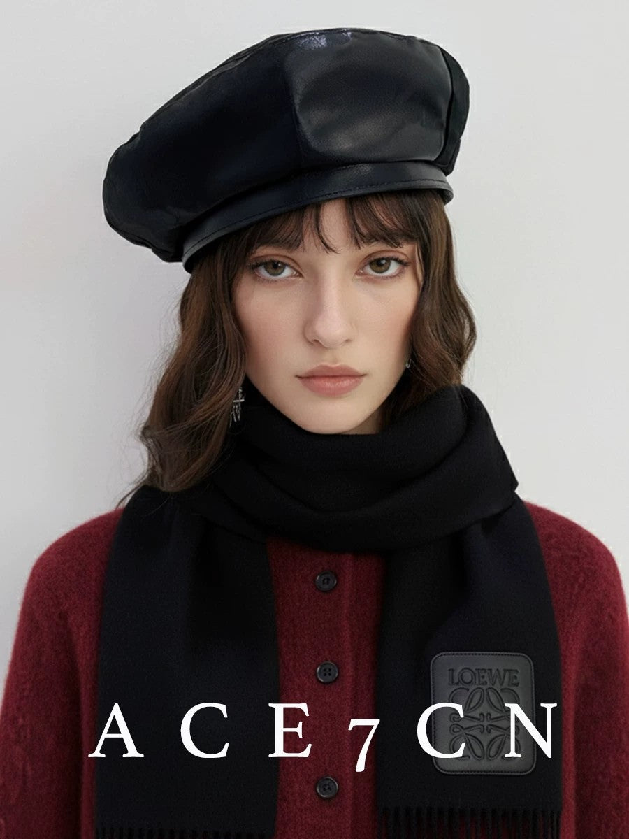 British Vintage Suede Beret Leather-Trim Painter Beret