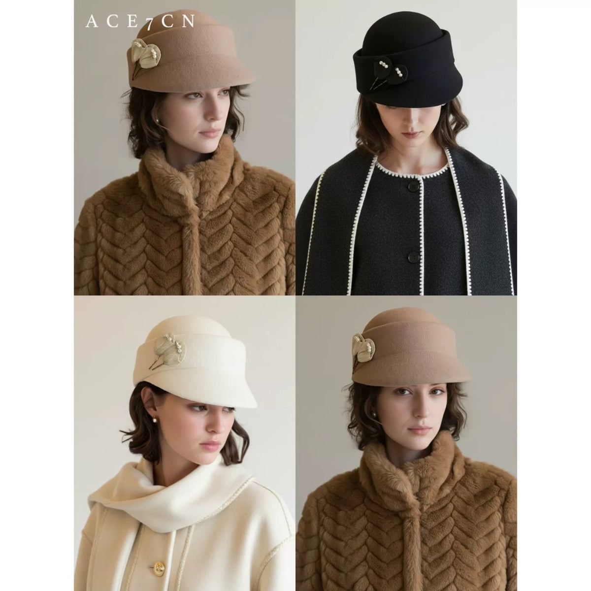Elegant Vintage Hepburn Dress Hat French Wool-Felt