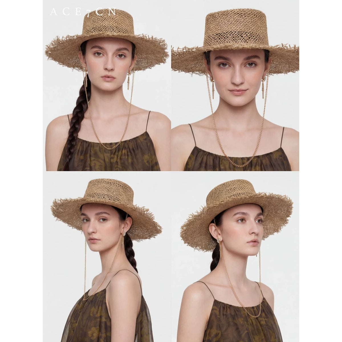 Natural-Straw Sun Hat Breathable Resort Straw Hat