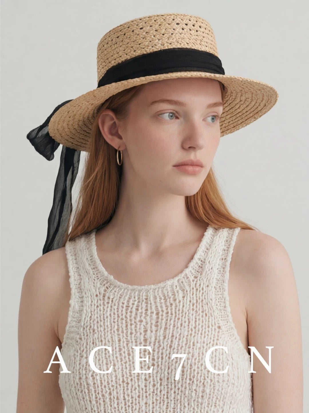 Classic French Fairy Elegant Raffia Flat-Top Hat