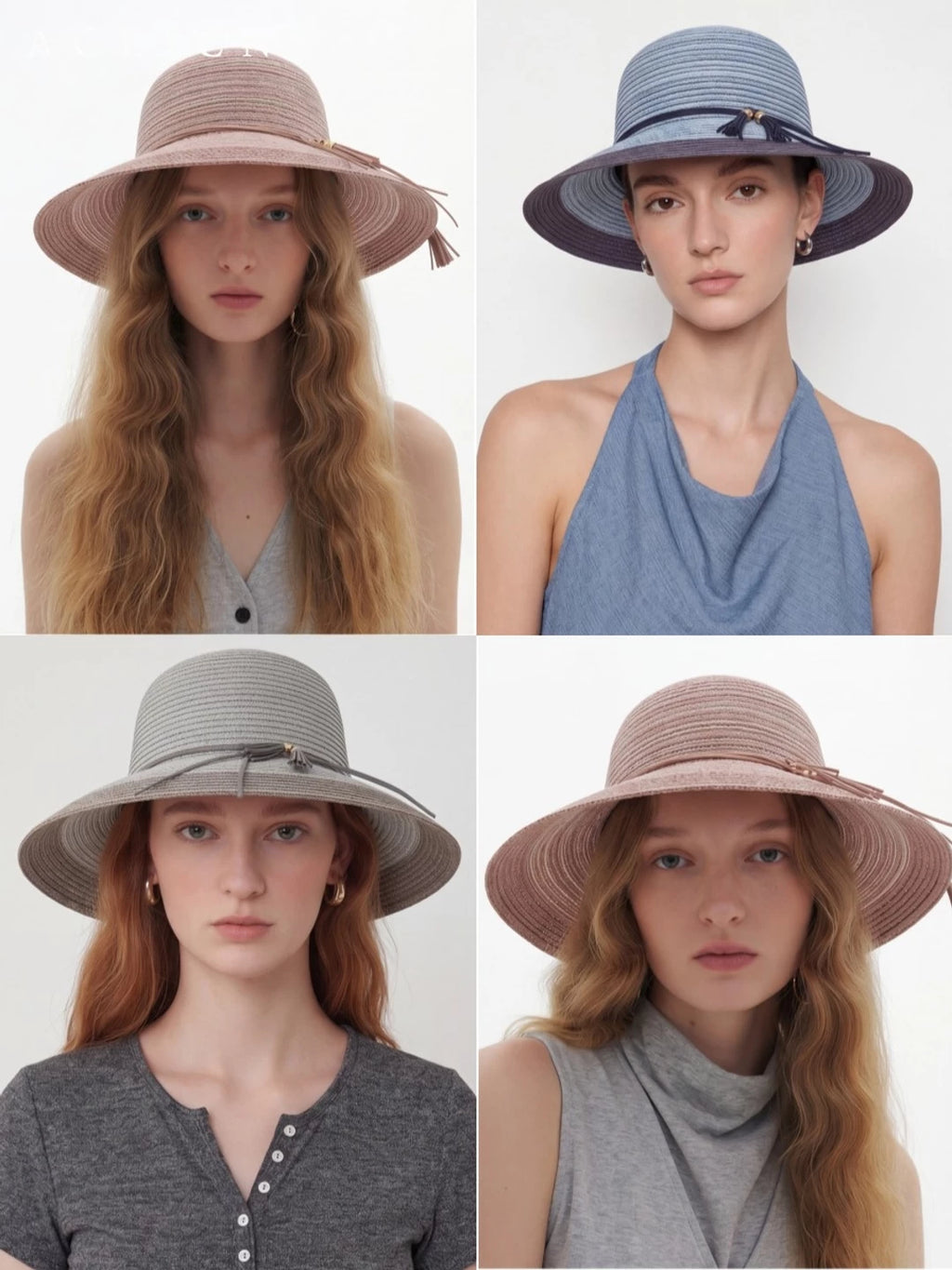South-France Resort Paper-Straw Sun Hat Multi-Stripe Seaside