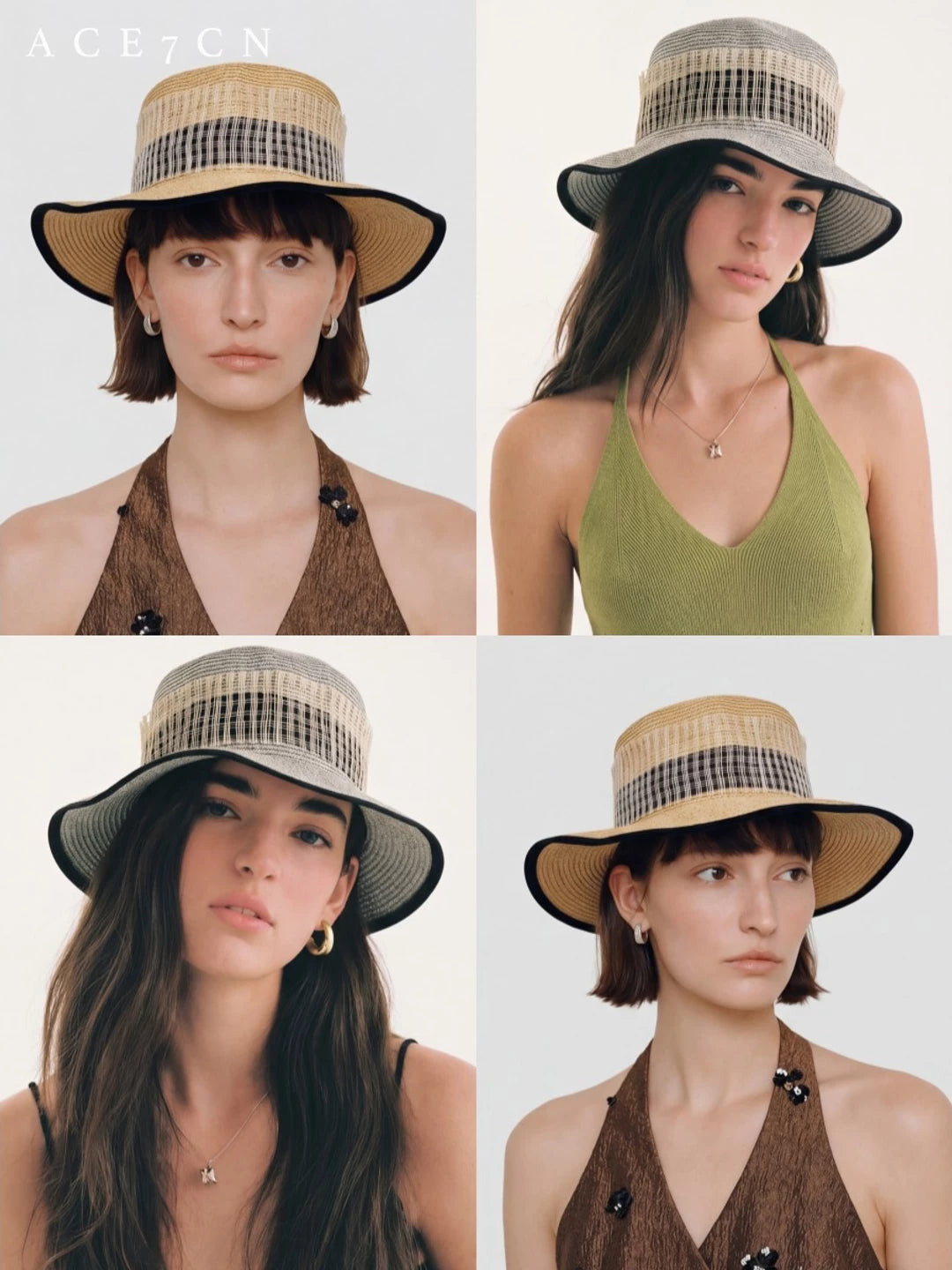 Classic Tweed Premium Runway Straw Hat Light-French
