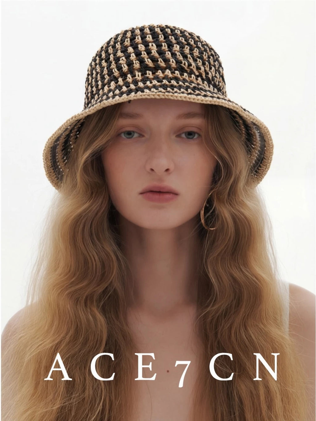 Parisian Premium Straw-Woven Bucket Hat Woven Openwork