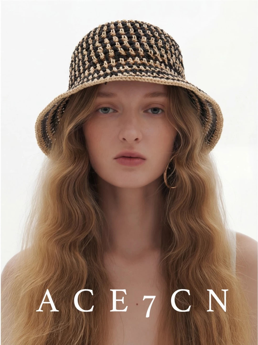 Parisian Premium Straw-Woven Bucket Hat Woven Openwork
