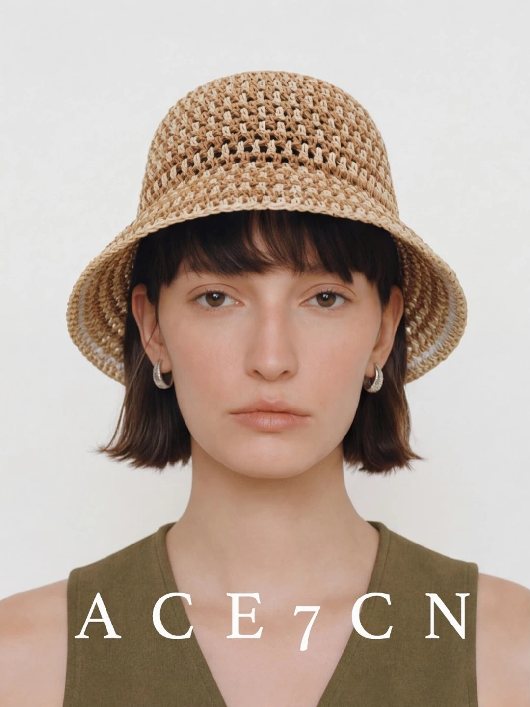 Parisian Premium Straw-Woven Bucket Hat Woven Openwork