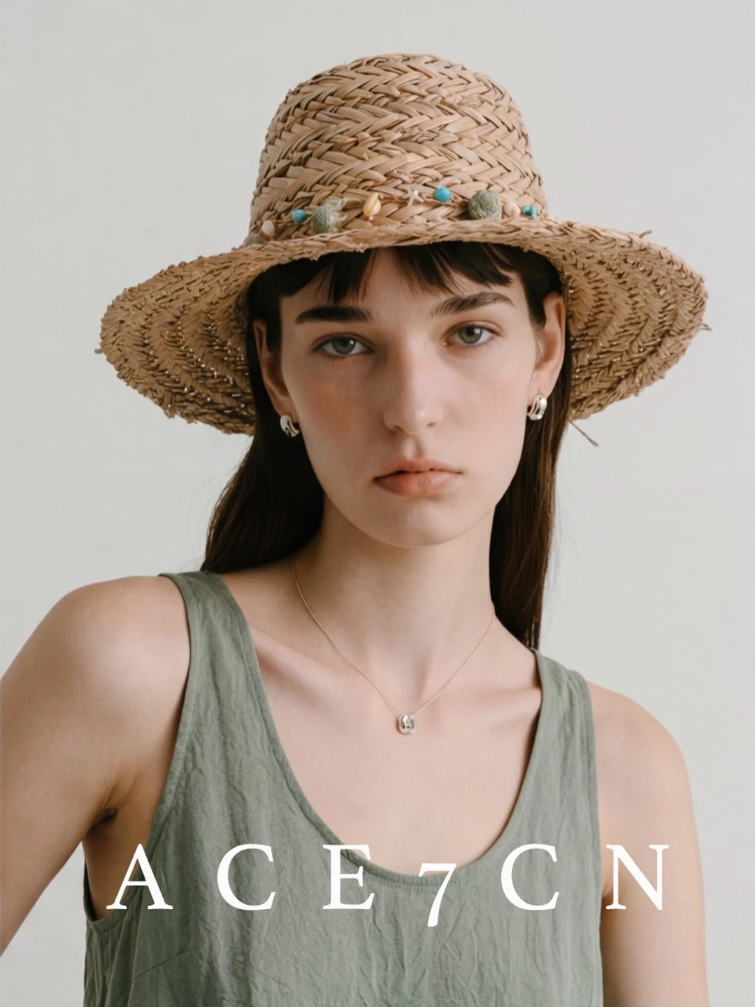 Champs-Élysées Natural-Straw Dress Hat Premium Beaded Woven