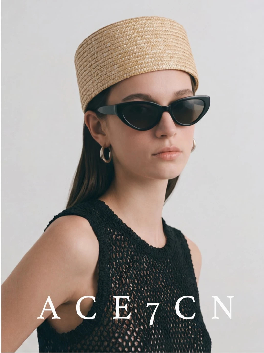 Designer Straw-Woven Pillbox Hat pillbox Hepburn Round