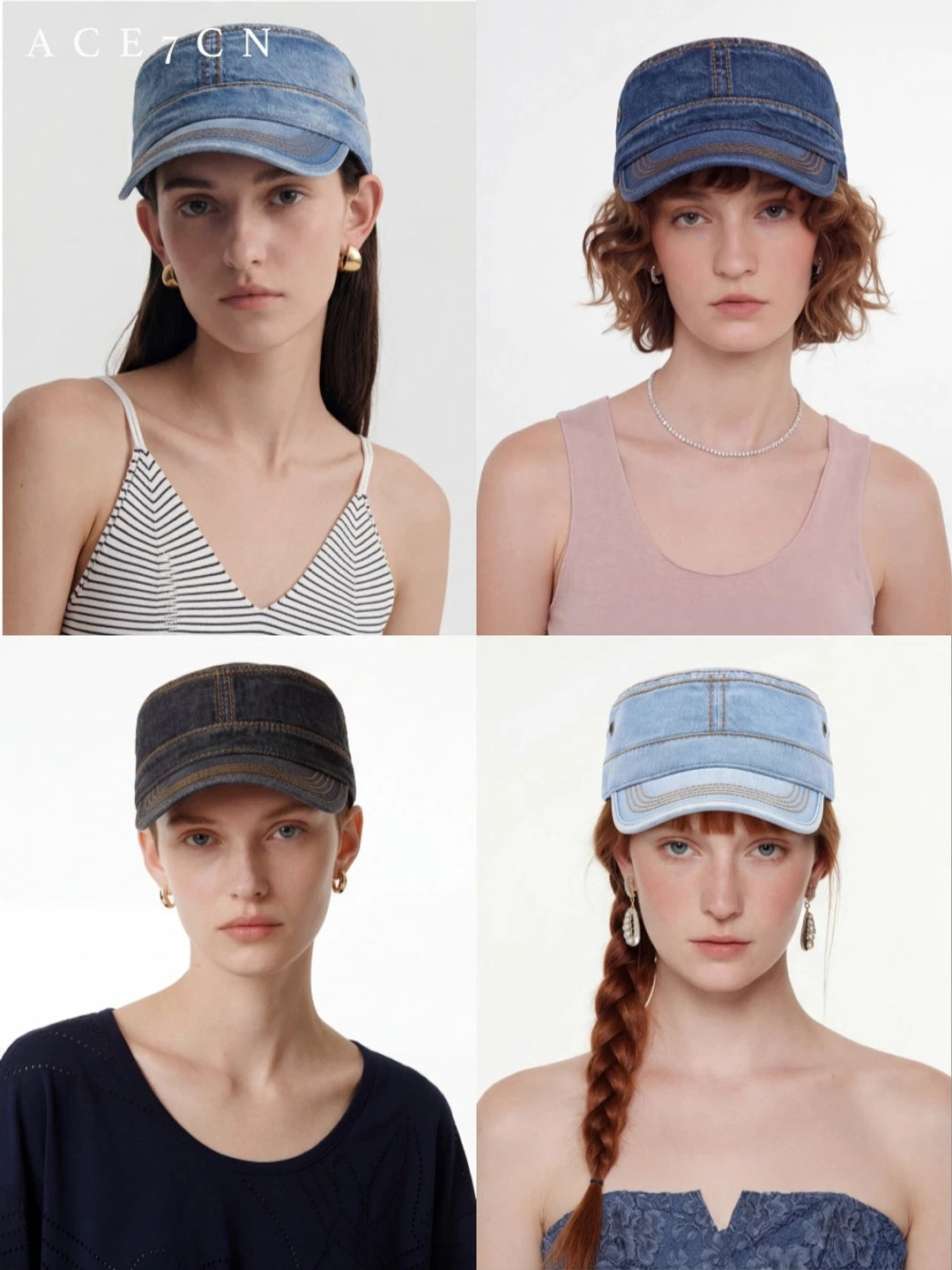 American Vintage Distressed Denim Riding Hat Commute