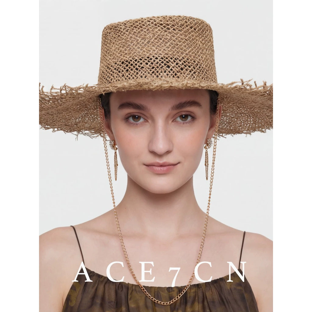 Natural-Straw Sun Hat Breathable Resort Straw Hat